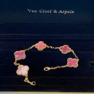 Van Cleef & Arpels Pink and Gold Alhambra Bracelet